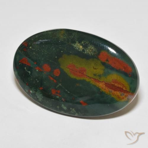 31.60 ct Multicolor Bloodstone Stone, Natural Bloodstone in Oval Cabochon Shape for Sale