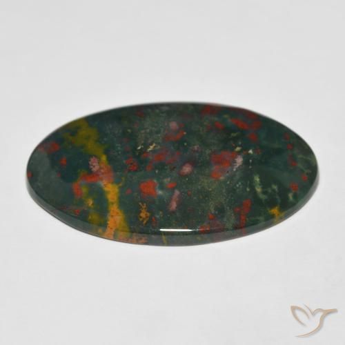 Bloodstone Gemstone in 36 x 23.5 mm Size for Sale, Bloodstone Stone in Green and Red Color