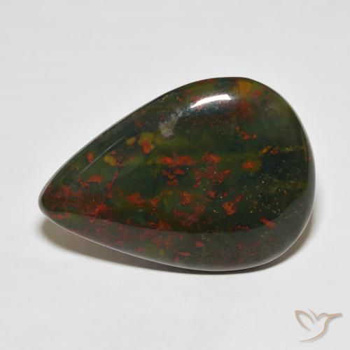 34.70ct Natural Multicolor Bloodstone, Pear Shape, Opaque