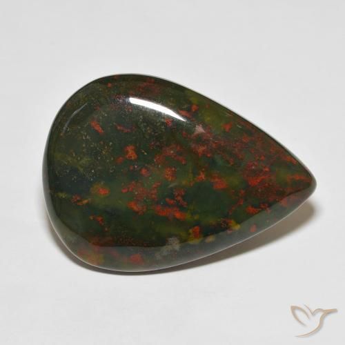 34.70 ct Multicolor Bloodstone Stone, Natural Bloodstone in Pear Cabochon Shape for Sale