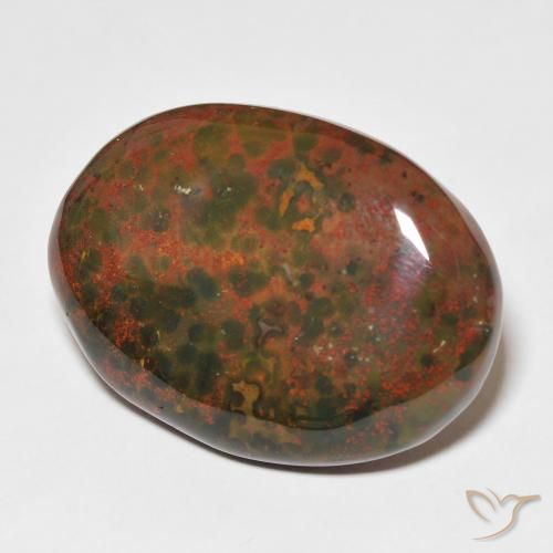 28.08 ct Green Bloodstone Stone, Natural Bloodstone in Oval Cabochon Shape for Sale