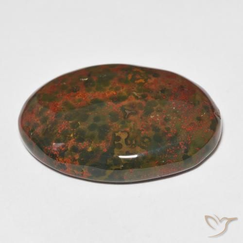 Bloodstone Gemstone in 27 x 20 mm (calibrated) Size for Sale, Bloodstone Stone in Green and Red Color