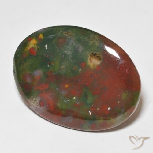23.01 ct Green Bloodstone Stone, Natural Bloodstone in Oval Cabochon Shape for Sale