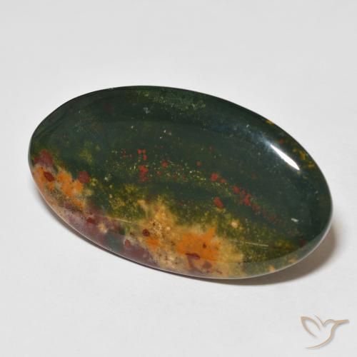 27.37 ct Green Bloodstone Stone, Natural Bloodstone in Oval Cabochon Shape for Sale