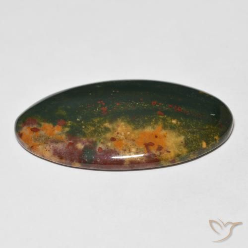 Bloodstone Gemstone in 37.2 x 20.8 mm Size for Sale, Bloodstone Stone in Green and Red Color