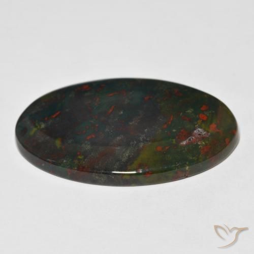 Bloodstone Gemstone in 36.8 x 23.2 mm Size for Sale, Bloodstone Stone in Green and Red Color
