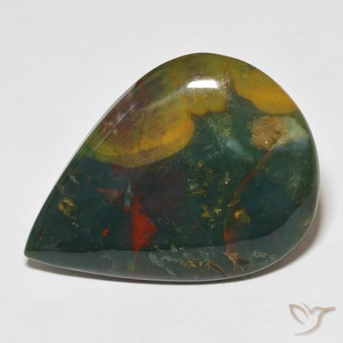 25.03 ct Pear Bloodstone, 33.3 x 24.2 mm From Madagascar, Photo A