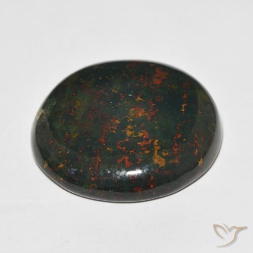 Bloodstone Gemstone in 27.2 mm Size for Sale, Bloodstone Stone in Green and Red Color