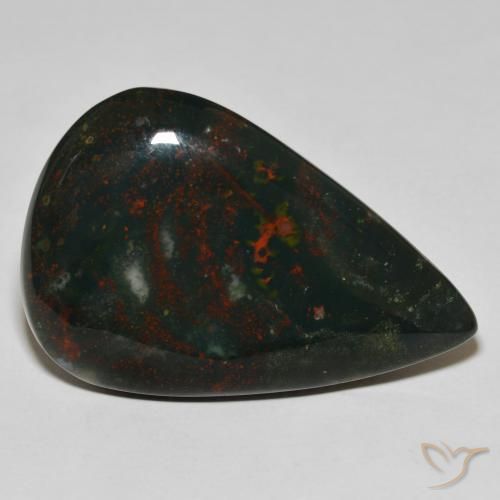 46.99ct Natural Forest Green Bloodstone, Pear Shape, Opaque