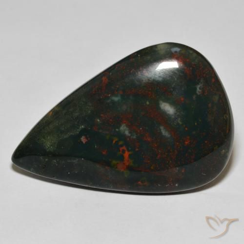 46.99 ct Green Bloodstone Stone, Natural Bloodstone in Pear Cabochon Shape for Sale