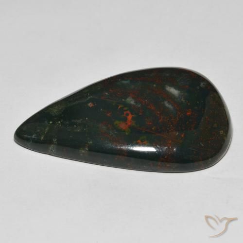 Bloodstone Gemstone in 39 x 25.7 mm Size for Sale, Bloodstone Stone in Forest Green Color