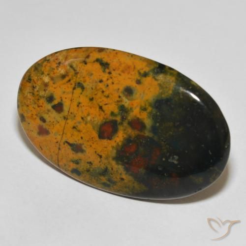 28.21 ct Multicolor Bloodstone Stone, Natural Bloodstone in Oval Cabochon Shape for Sale
