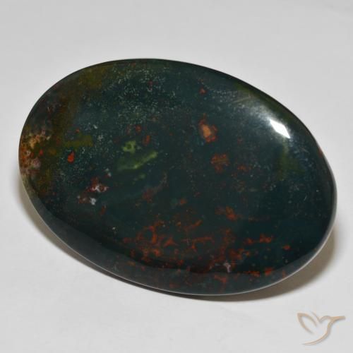 70.16 ct Green Bloodstone Stone, Natural Bloodstone in Oval Cabochon Shape for Sale
