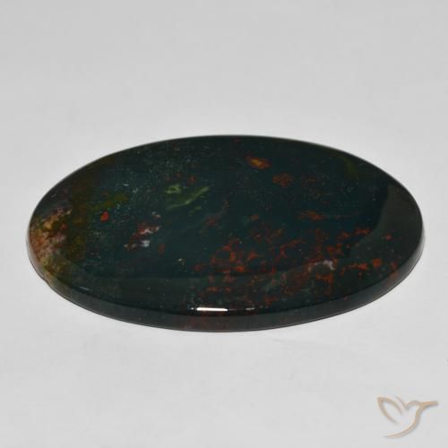 Bloodstone Gemstone in 47.3 x 32.4 mm Size for Sale, Bloodstone Stone in Dark Green Color