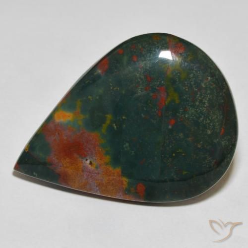 32.19 ct Pear Bloodstone, 35.2 x 25.8 mm From Madagascar, Photo A