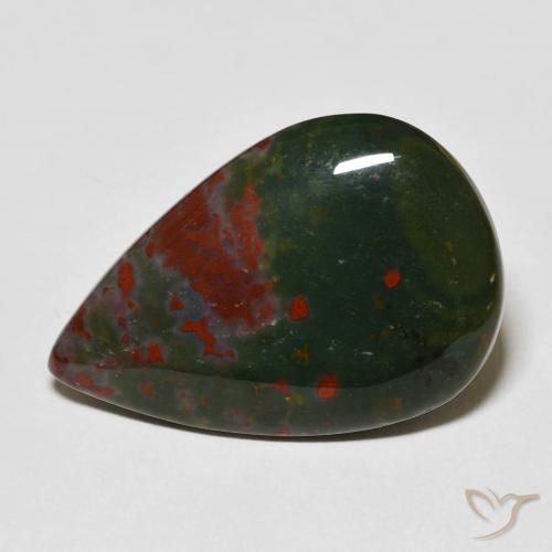 22.06ct Natural Green and Red Bloodstone, Pear Shape, Opaque