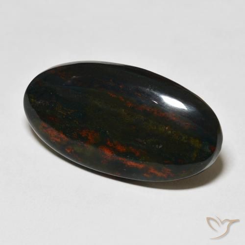 28.60 ct Multicolor Bloodstone Stone, Natural Bloodstone in Oval Cabochon Shape for Sale