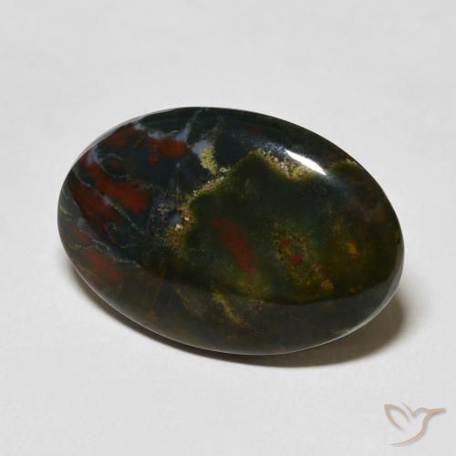 16.79 ct Multicolor Bloodstone Stone, Natural Bloodstone in Oval Cabochon Shape for Sale