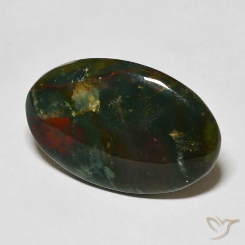 17.22 ct Multicolor Bloodstone Stone, Natural Bloodstone in Oval Cabochon Shape for Sale