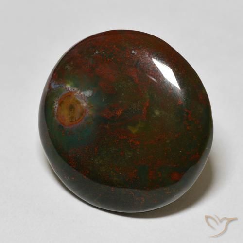 29.21 ct Green Bloodstone Stone, Natural Bloodstone in Round Cabochon Shape for Sale