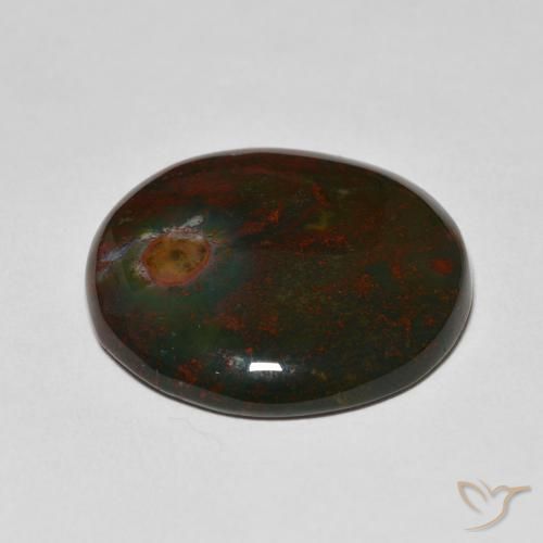 Bloodstone Gemstone in 26.4 mm Size for Sale, Bloodstone Stone in Green and Red Color