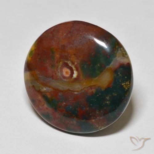 27.51 ct Multicolor Bloodstone Stone, Natural Bloodstone in Round Cabochon Shape for Sale