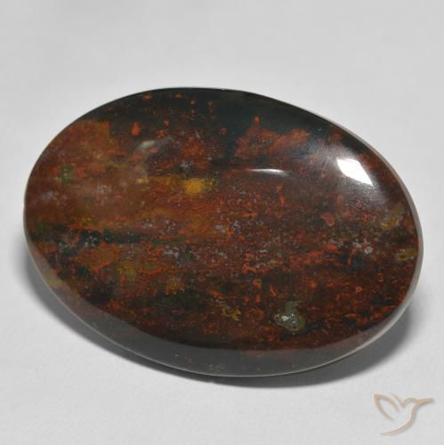 44.08 ct Multicolor Bloodstone Stone, Natural Bloodstone in Oval Cabochon Shape for Sale