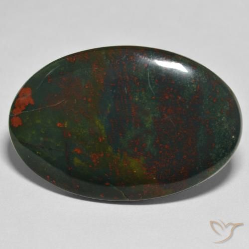 32.64ct Natural Green and Red Bloodstone, Oval, Opaque
