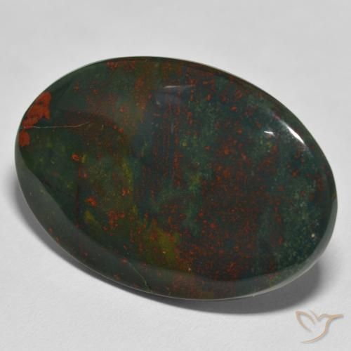 32.64 ct Green Bloodstone Stone, Natural Bloodstone in Oval Cabochon Shape for Sale