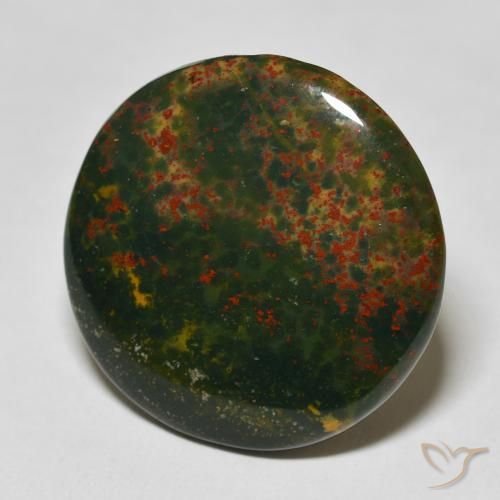 25.91 ct Green Bloodstone Stone, Natural Bloodstone in Round Cabochon Shape for Sale