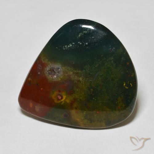 38.95ct Natural Dark Green Bloodstone, Pear Shape, Opaque