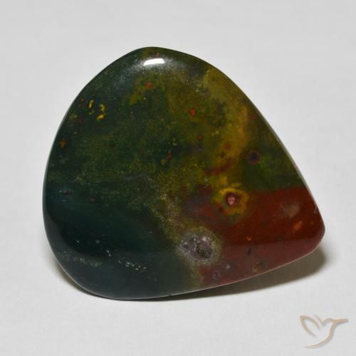 38.95 ct Green Bloodstone Stone, Natural Bloodstone in Pear Cabochon Shape for Sale