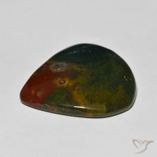 Bloodstone Gemstone in 32.9 x 30.3 mm Size for Sale, Bloodstone Stone in Dark Green Color