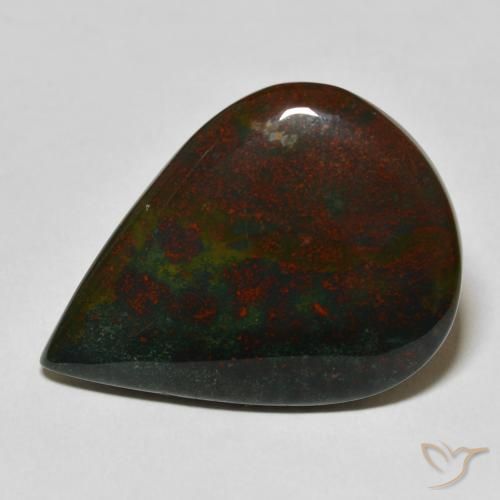 23.05 ct Green Bloodstone Stone, Natural Bloodstone in Pear Cabochon Shape for Sale