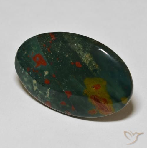 38.07 ct Green Bloodstone Stone, Natural Bloodstone in Oval Cabochon Shape for Sale