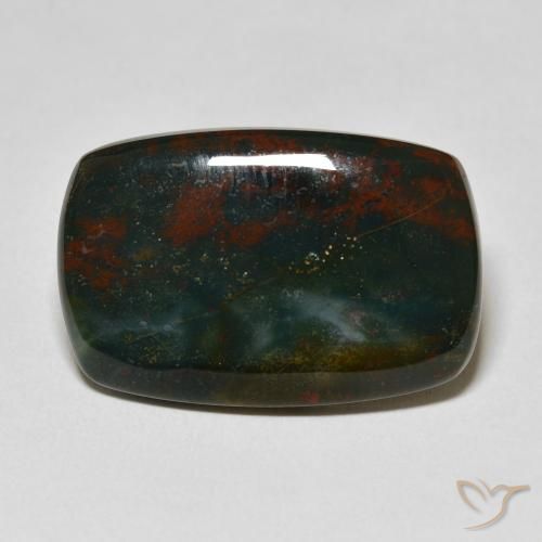 18.75ct Natural Dark Green Bloodstone, Cushion, Opaque