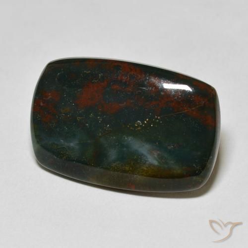18.75 ct Green Bloodstone Stone, Natural Bloodstone in Cushion Cabochon Shape for Sale