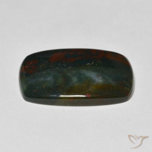 Bloodstone Gemstone in 26.2 x 17.2 mm Size for Sale, Bloodstone Stone in Dark Green Color