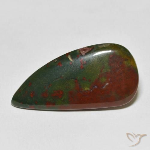17.16ct Natural Green and Red Bloodstone, Pear Shape, Opaque