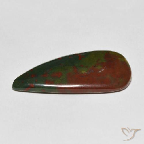Bloodstone Gemstone in 32.9 x 16.1 mm Size for Sale, Bloodstone Stone in Green and Red Color