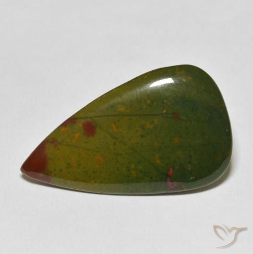 20.29ct Natural Green and Red Bloodstone, Pear Shape, Opaque