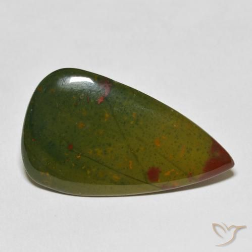 20.29 ct Green Bloodstone Stone, Natural Bloodstone in Pear Cabochon Shape for Sale