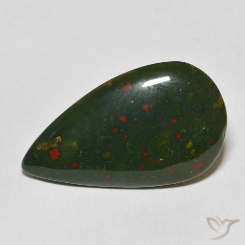 15.48ct Natural Green and Red Bloodstone, Pear Shape, Opaque