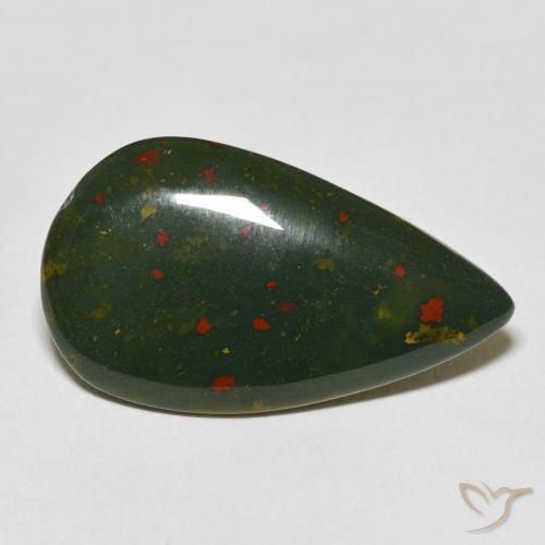 15.48 ct Green Bloodstone Stone, Natural Bloodstone in Pear Cabochon Shape for Sale