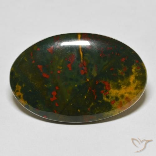 38.49ct Natural Green and Red Bloodstone, Oval, Opaque