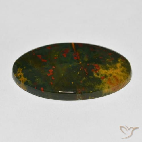Bloodstone Gemstone in 38 x 25.1 mm Size for Sale, Bloodstone Stone in Green and Red Color