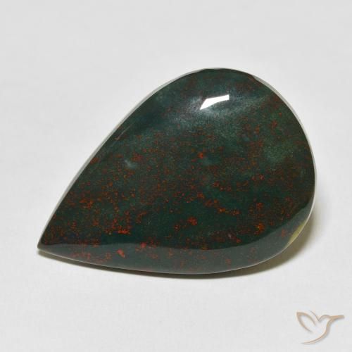 25.50 ct Green Bloodstone Stone, Natural Bloodstone in Pear Cabochon Shape for Sale