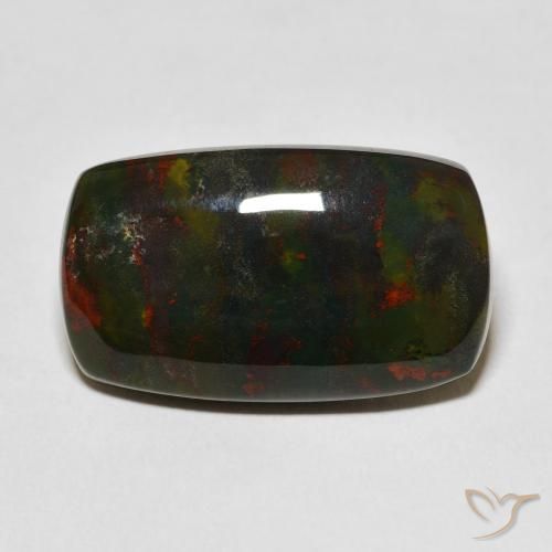 15.98 ct Green Bloodstone Gemstone, Bloodstone Gem in Cushion Cabochon Shape for Sale.