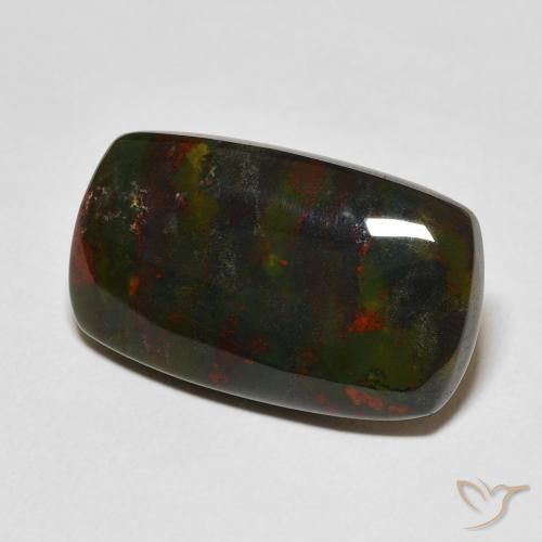 15.98 ct Green Bloodstone Stone, Natural Bloodstone in Cushion Cabochon Shape for Sale