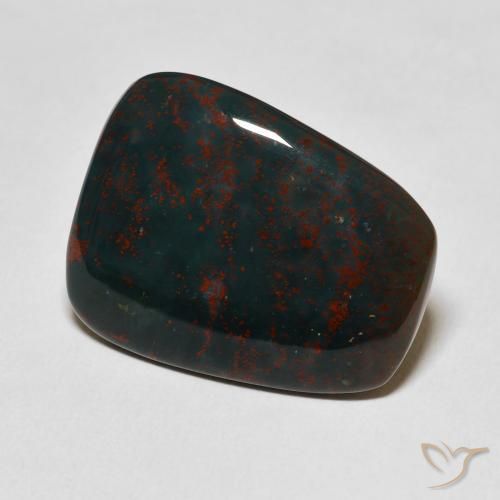 16.09 ct Green Bloodstone Stone, Natural Bloodstone in Trapezoid Cabochon Shape for Sale